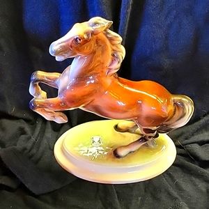 Keramos Brown Stallion Rearing Figurine